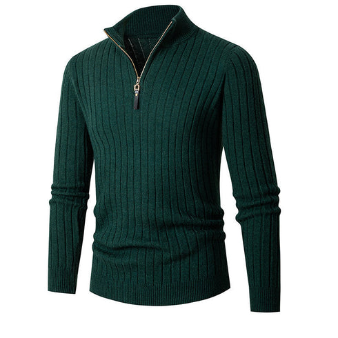 Vertical Bar Half Turtleneck Zipper